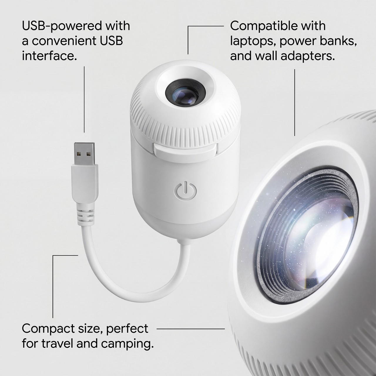 Projection Night Light - USB Powered Starry Sky Lamp for Bedroom Nursery Ambient Lighting - Image 3