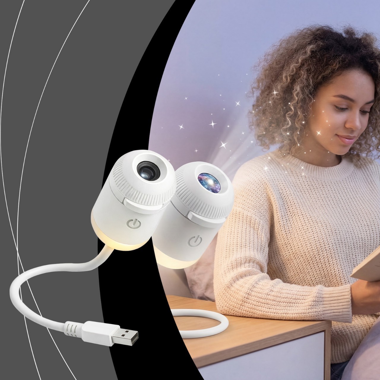 Projection Night Light - USB Powered Starry Sky Lamp for Bedroom Nursery Ambient Lighting - Image 8