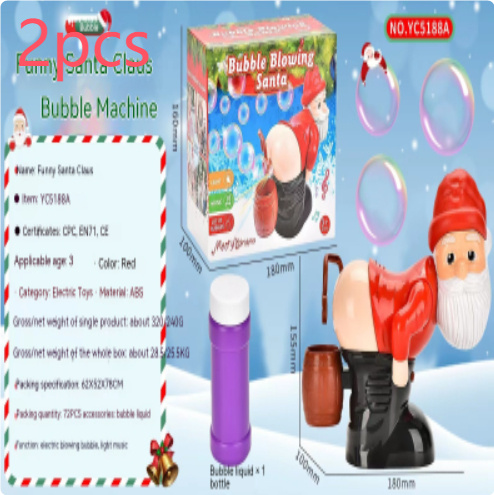 Electric Santa Claus Bubbles Machine Blowing Bubbles Music Light Entertainment Toy Prank Funny Ornament Christmas Gifts Christmas Decorations - Image 4