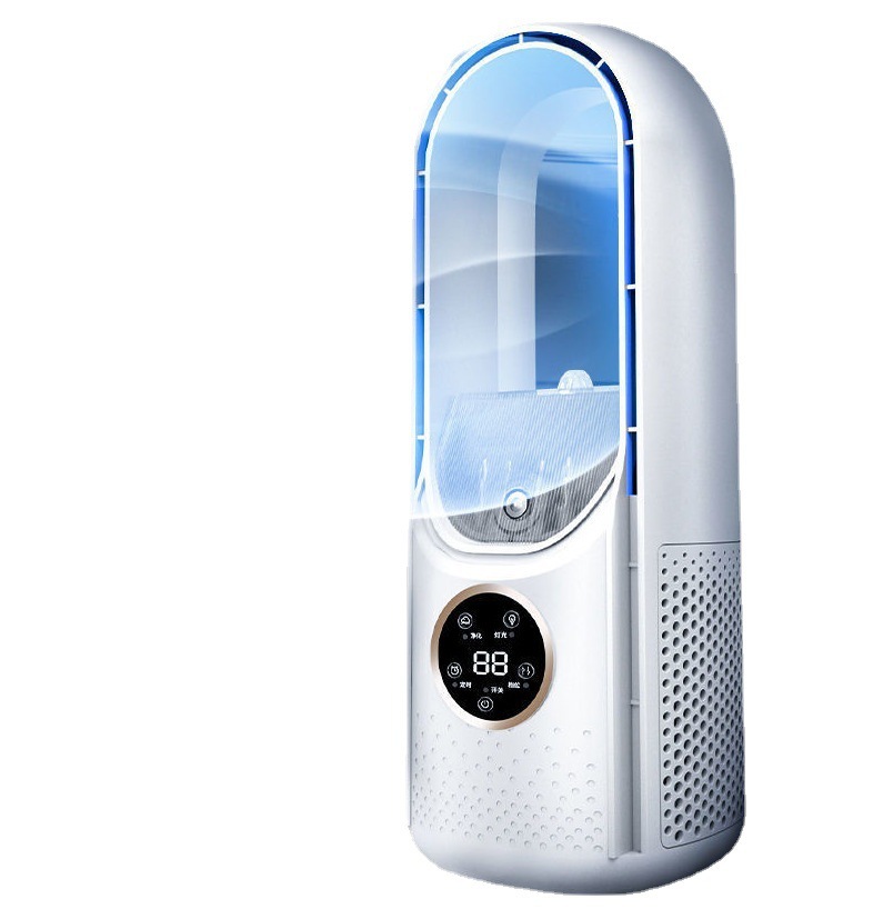 Portable USB Air Cooler Leafless Electric Fan Silent Timer Air Conditioner Cooling Fan Humidifier Conditioning Fan - Image 8