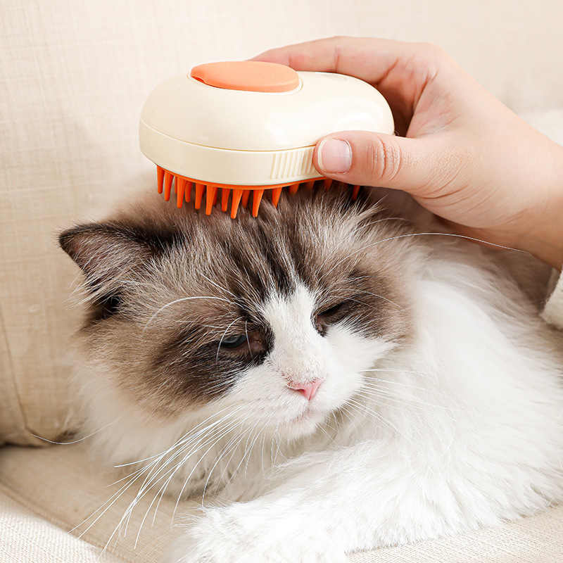 Steamy Cat Brush Cat Dog Grooming Comb Electric Self Cleaning Steam Cat Brush For Massage Avocado Shape Pet Spray Cat Grooming - Image 4