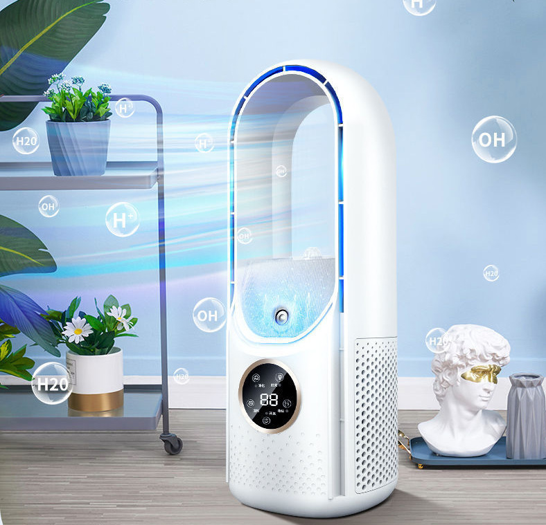 Portable USB Air Cooler Leafless Electric Fan Silent Timer Air Conditioner Cooling Fan Humidifier Conditioning Fan - Image 5