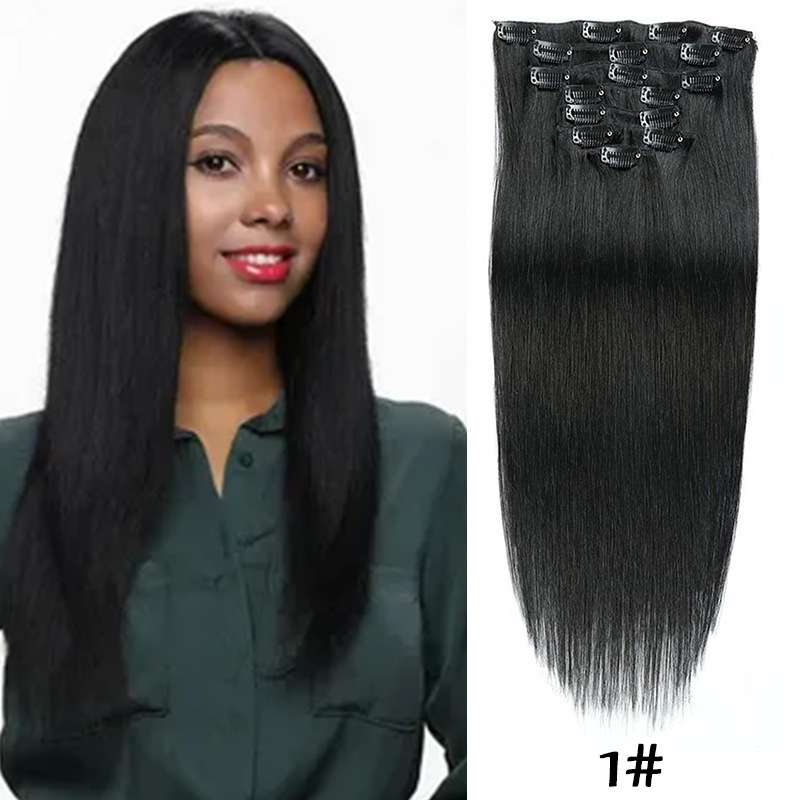Clip-in Hair Real Human Hair Seven-piece Set 14 Inches 70g Hair Extensions Wig - Image 7