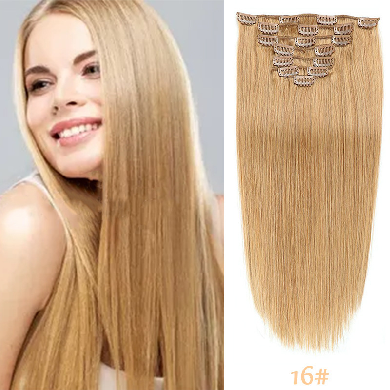 Clip-in Hair Real Human Hair Seven-piece Set 14 Inches 70g Hair Extensions Wig - Image 5