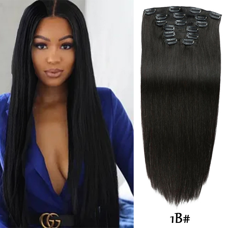 Clip-in Hair Real Human Hair Seven-piece Set 14 Inches 70g Hair Extensions Wig - Image 6