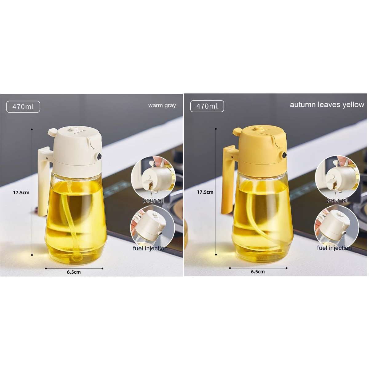 470ML Olive Oil Sprayer Dispenser For Cooking BBQ 2 In 1 Glass Oil Vinegar Soy Sauce Spray Kitchen Oil Bottle For Air Fryer - Image 3