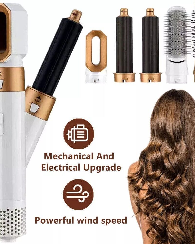 5in1 Electric Hair Dryer Blow Curler Set Detachable Styler Hot Air Brush Salon