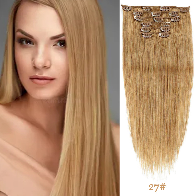Clip-in Hair Real Human Hair Seven-piece Set 14 Inches 70g Hair Extensions Wig - Image 9