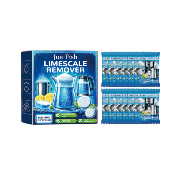 JueFish Limescale Cleaning Effervescent Tablets For Stainless Steel Cookware And Kettles, Lemon Descaling Tablets.