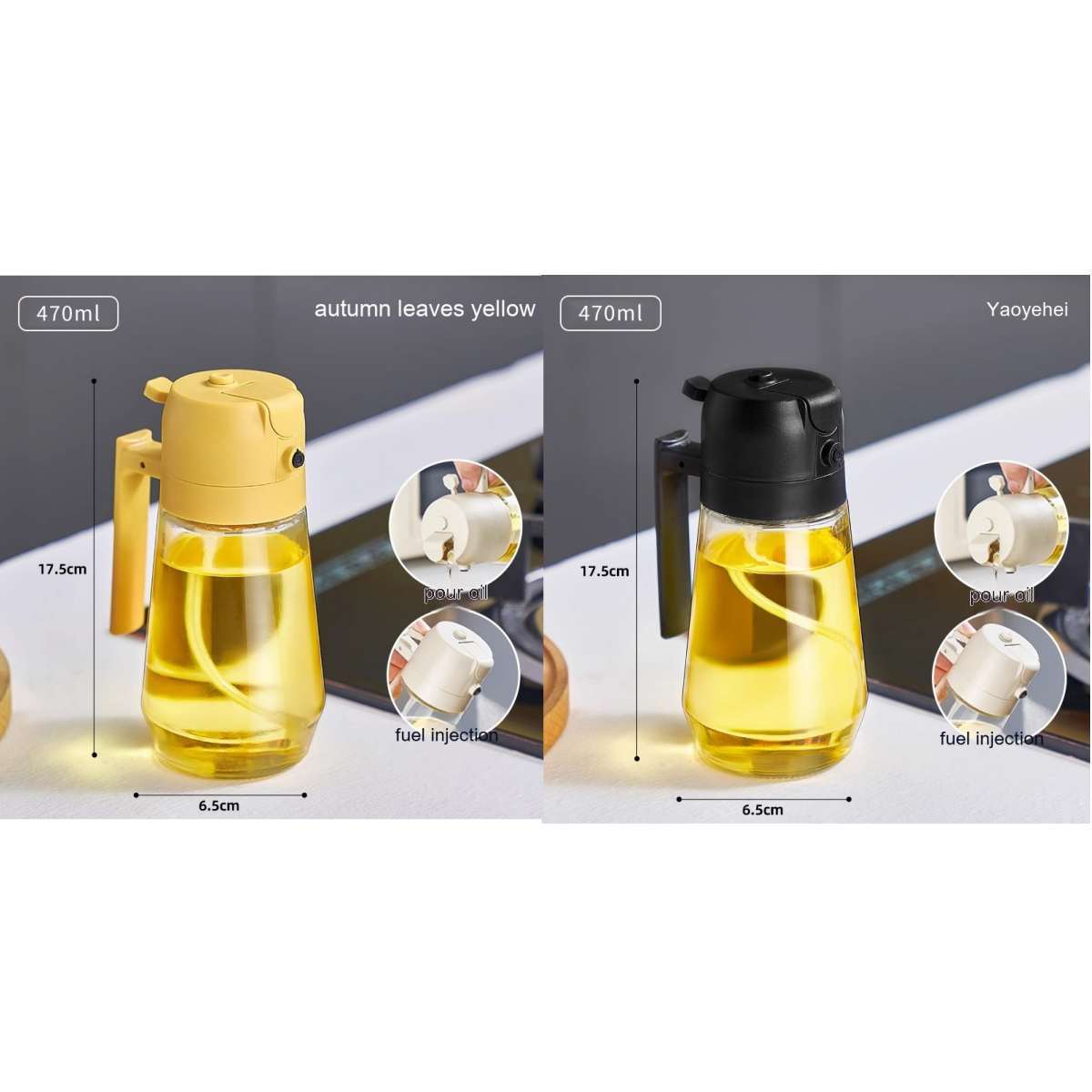470ML Olive Oil Sprayer Dispenser For Cooking BBQ 2 In 1 Glass Oil Vinegar Soy Sauce Spray Kitchen Oil Bottle For Air Fryer - Image 9
