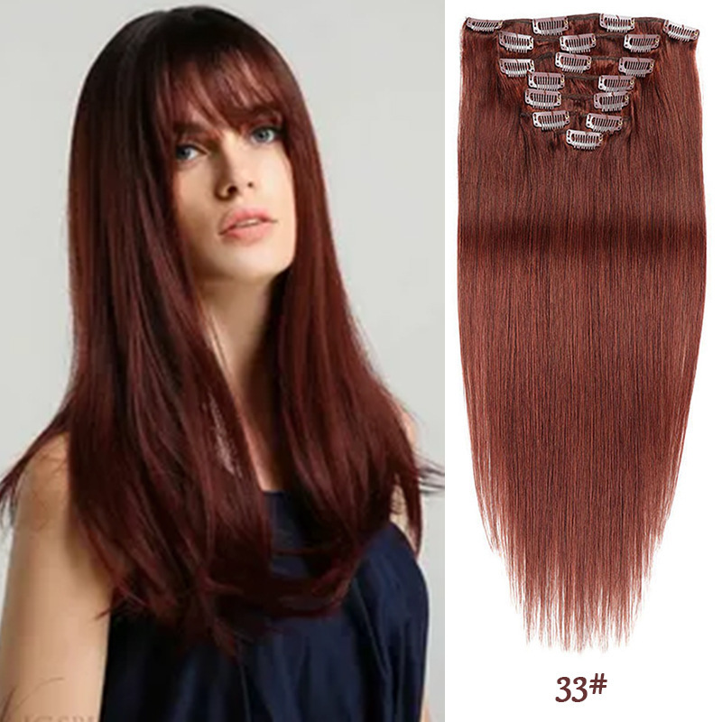 Clip-in Hair Real Human Hair Seven-piece Set 14 Inches 70g Hair Extensions Wig - Image 10
