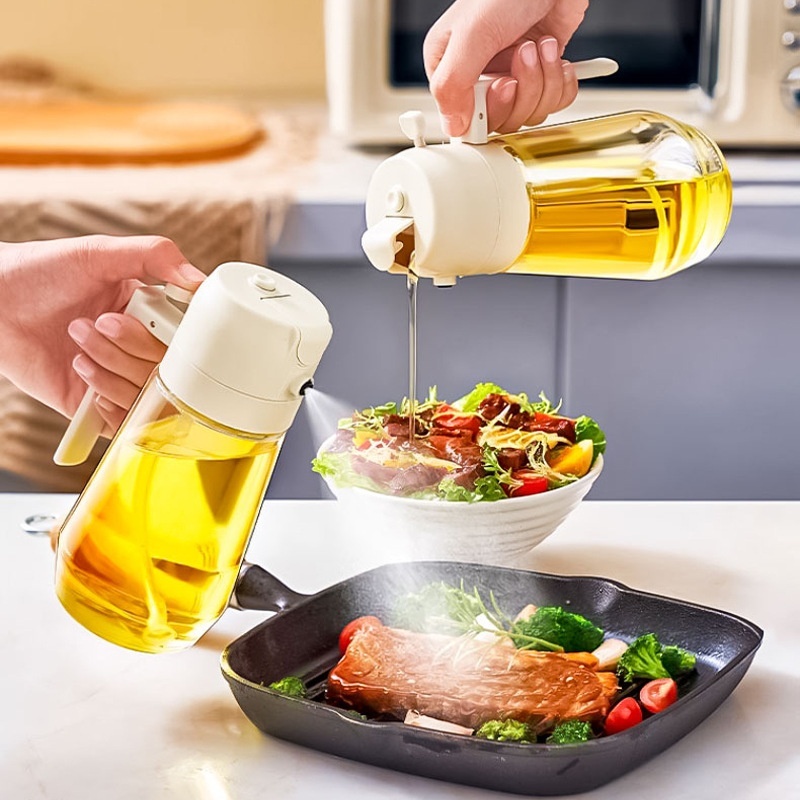 470ML Olive Oil Sprayer Dispenser For Cooking BBQ 2 In 1 Glass Oil Vinegar Soy Sauce Spray Kitchen Oil Bottle For Air Fryer - Image 7