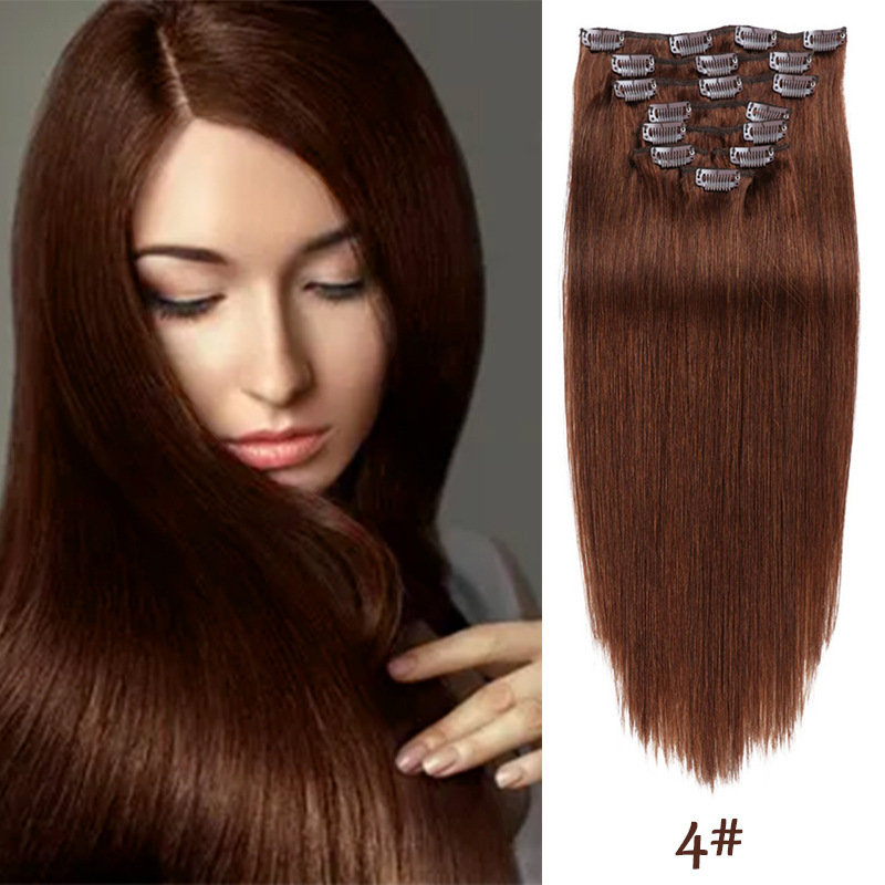Clip-in Hair Real Human Hair Seven-piece Set 14 Inches 70g Hair Extensions Wig - Image 2