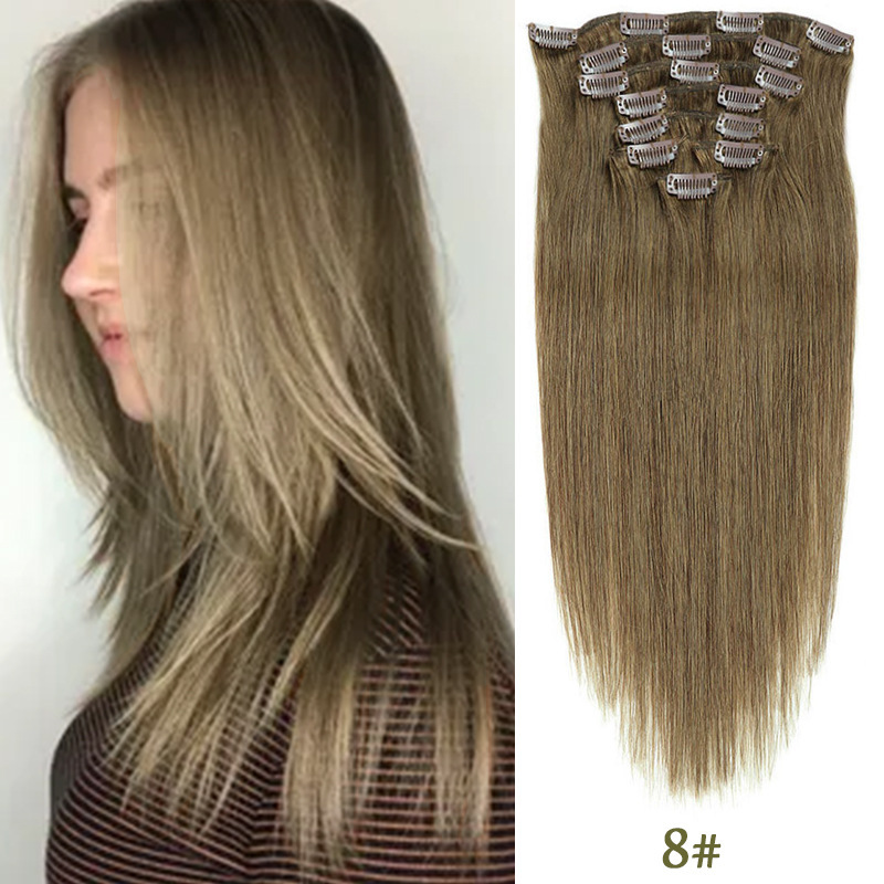 Clip-in Hair Real Human Hair Seven-piece Set 14 Inches 70g Hair Extensions Wig - Image 8
