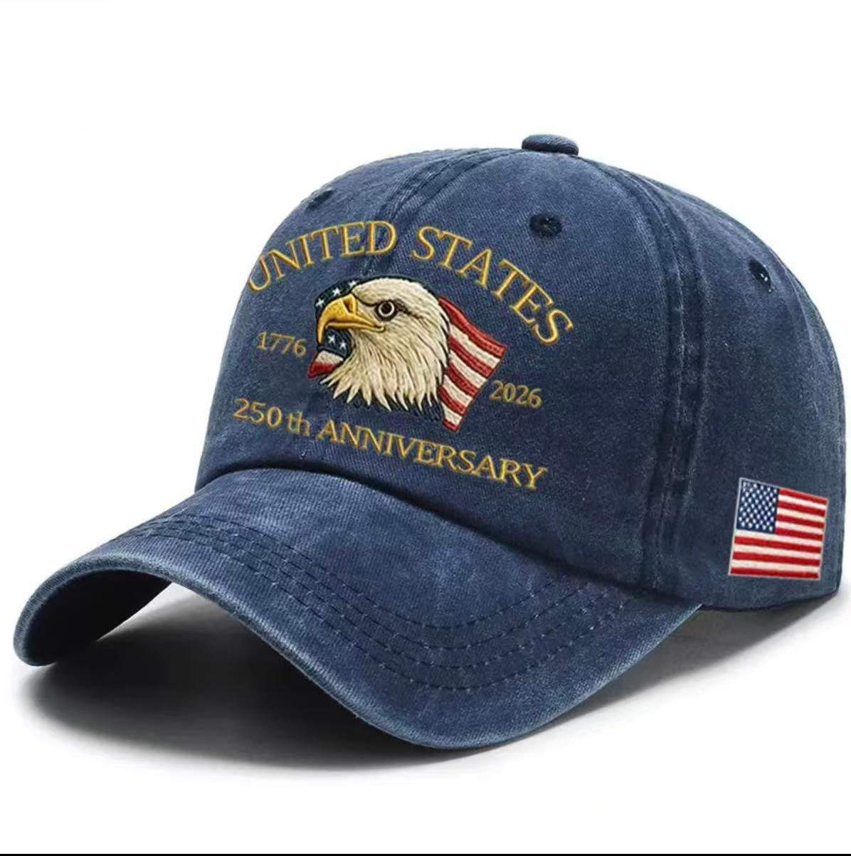USA 250th Anniversary Cap Washed-Print Hat Flag USA Eagle Baseball Cap Embroidery Casual Breathable Sports Hat Outdoor Sunscreen Dad Hats For Women Men - Image 2